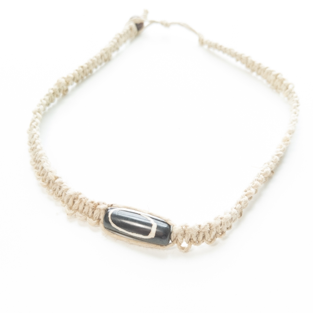 Hemp, Handmade Necklace w/ Decorative Bead